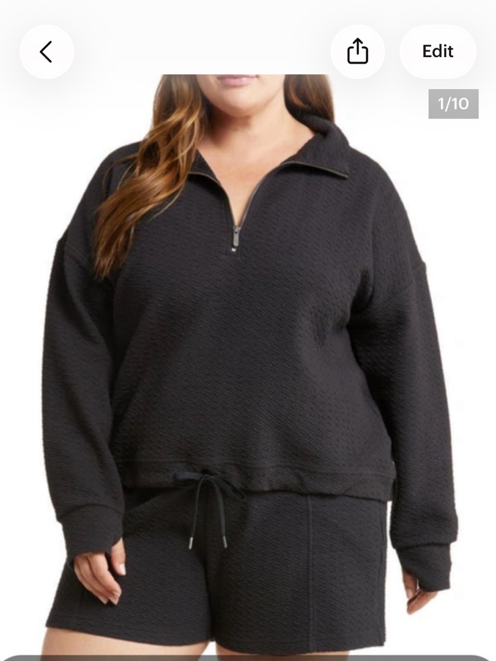 Zella Black Half-Zip Drawstring Pullover and shorts set ***see size notes